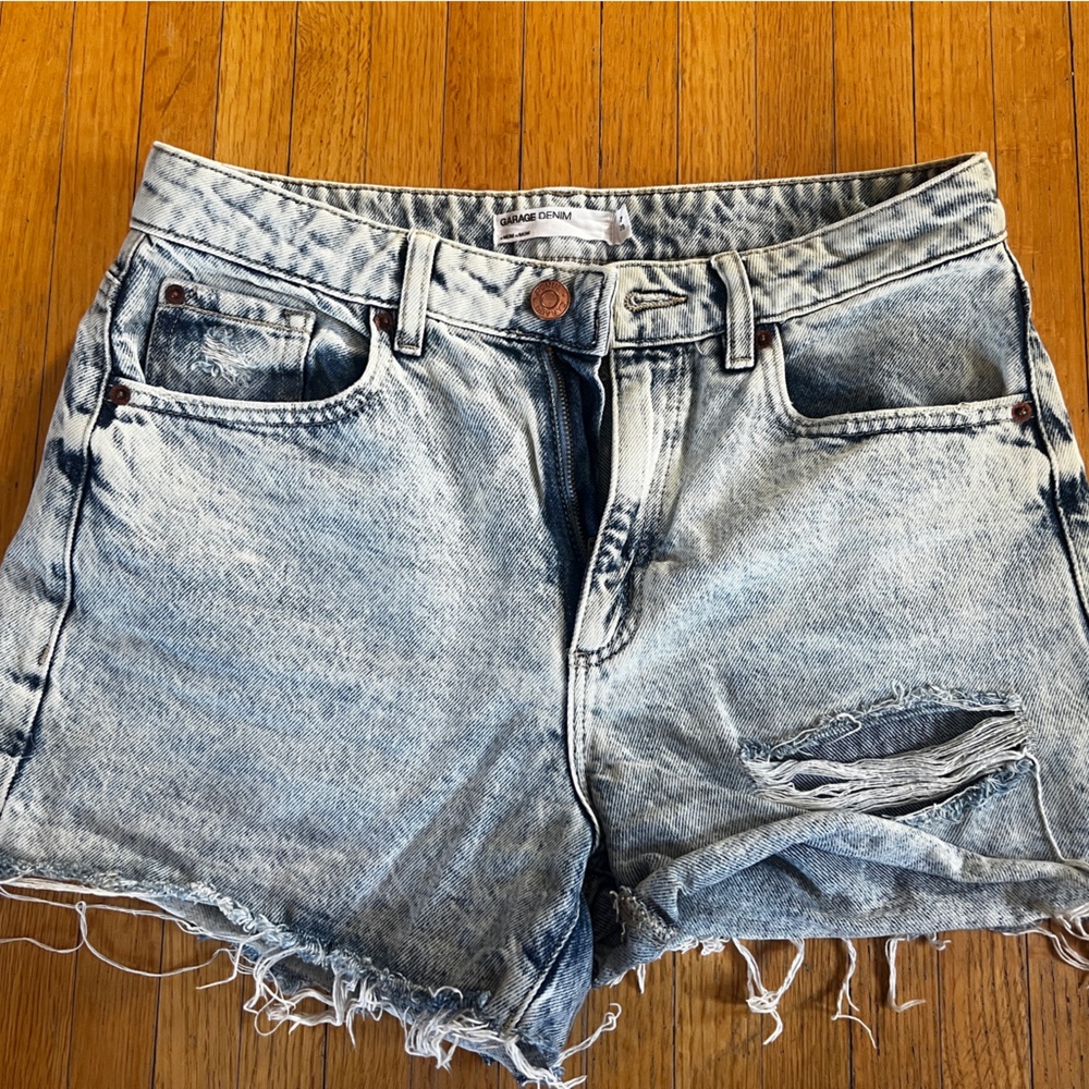 Garage Light Blue Distressed Jean Shorts